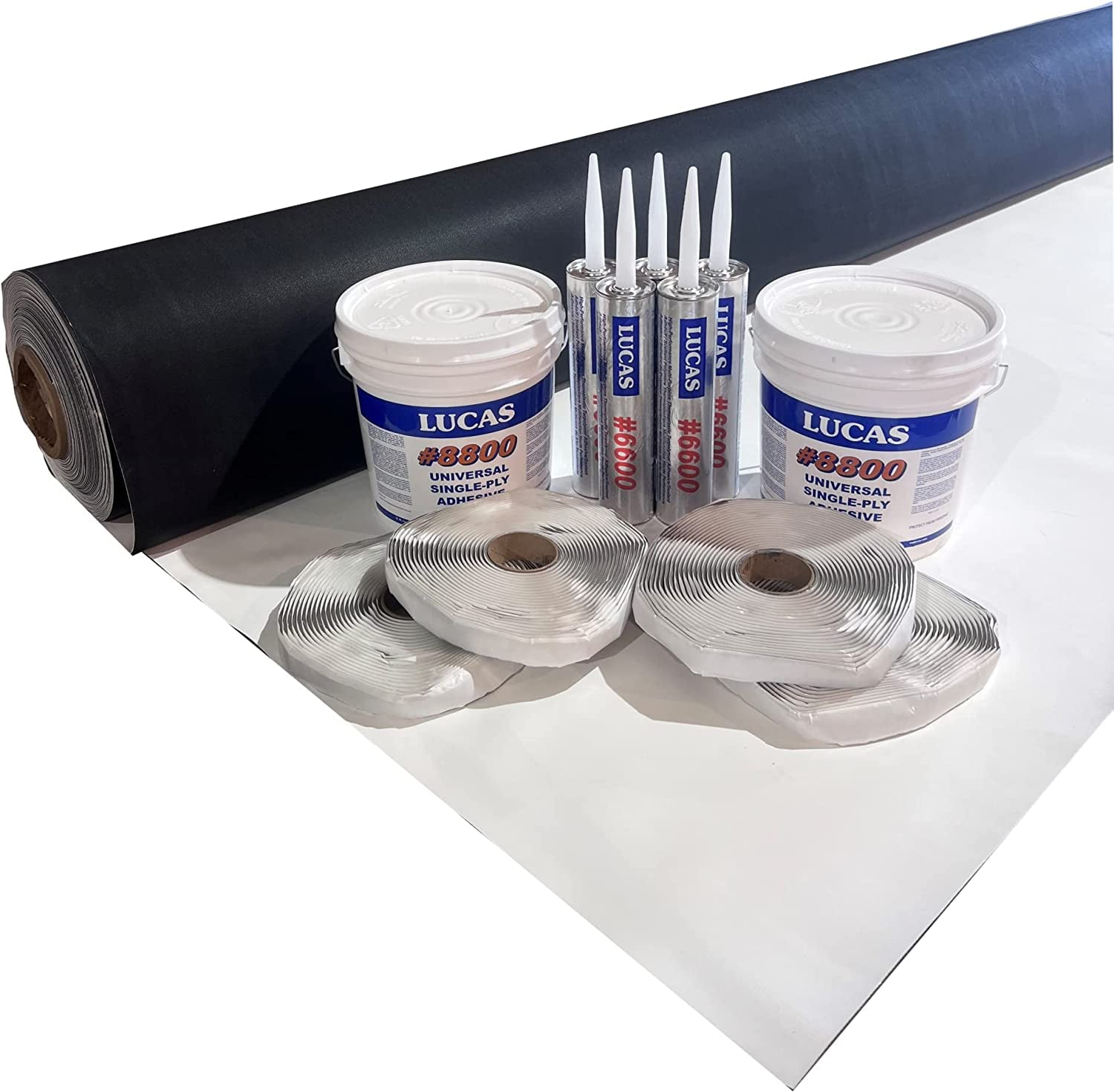 PVC RV Rubber Roof Kit 45 mil9'6" x 30'