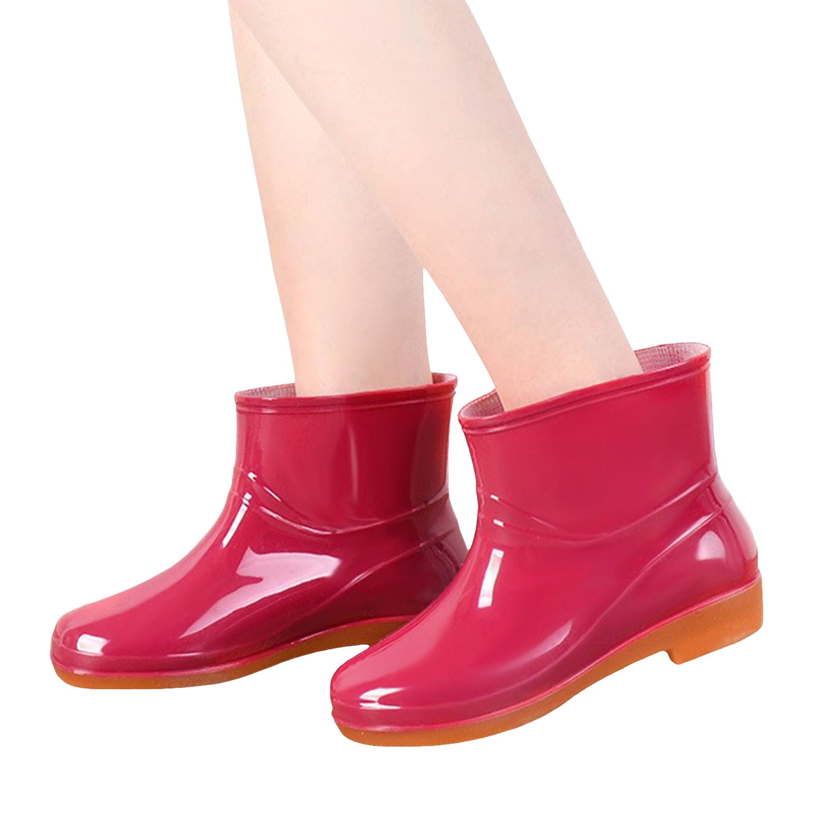 Women's Waterproof Zipper Rubber Sole Lace Up Ankle Rain Boots