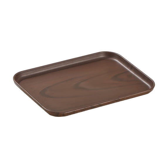 PVC Rectangular Serving Tray - 12" Wood Grain Fruit Tray, Food-Grade Dessert Platter for Parties, Picnics, & Home, Brown