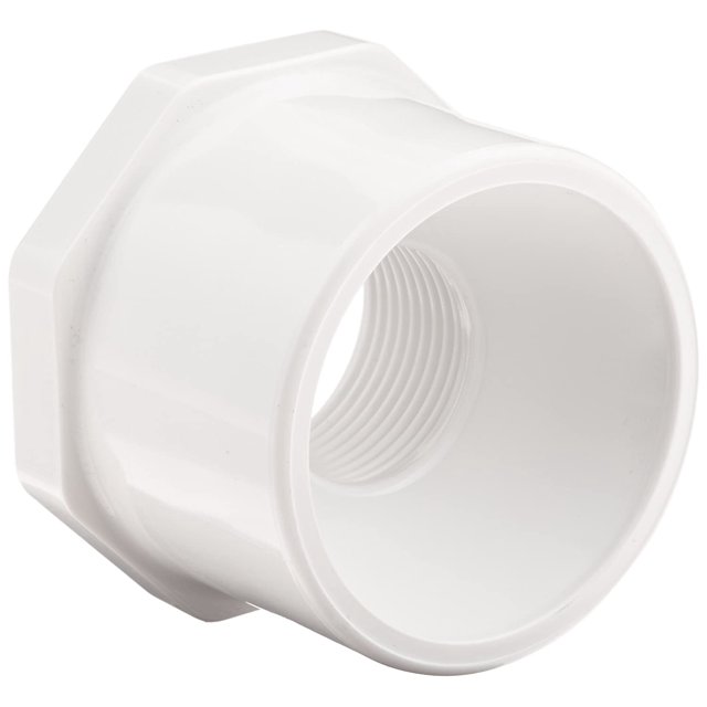 PVC Reducer Bushing, 2" Slip x 1" NPT Thread