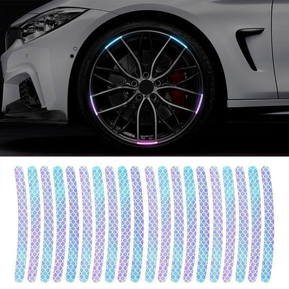 PVC Reflective Wheel Stickers for Cars and Bikes, Waterproof and Sunblock, Ideal for Night Driving