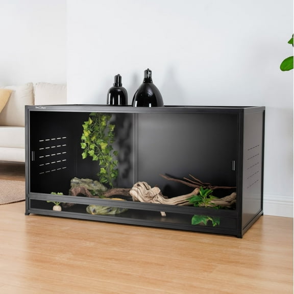 ToxiRium 44x20x20Inch 76 Gallon PVC Reptile Terrarium, Stackable Enclosure with Sliding Doors, Heat Pad Compatible, Warm PVC Habitat for Bearded Dragon, Gecko, Lizard, Snake