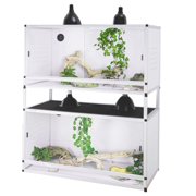40x16x16in 44Gal Stackable PVC Reptile Enclosure 2-Pack with Spacers & Sliding Doors for Bearded Dragons, Geckos, Lizards & Snakes | ToxiRium