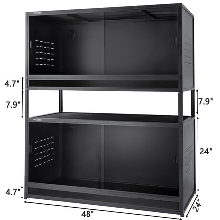 4x2x2 48x24x24 Stackable PVC Reptile Enclosure 2-Pack, Dual 120 Gallon Reptile Tank with Spacers and Sliding Glass Doors for Bearded Dragons, Lizards and Snakes