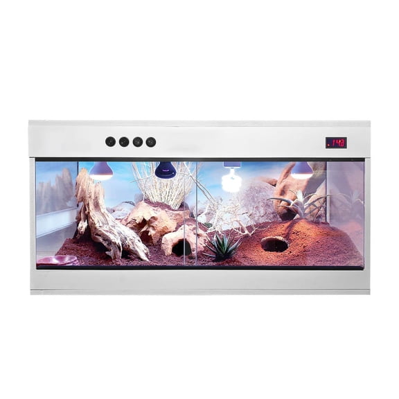 PVC Reptile Terrarium Tanks Enclosure for Ball Python Snake Gecko Bearded Dragon, PVC Reptile Lounge Habitat with Sliding Door and Intelligent Thermostat