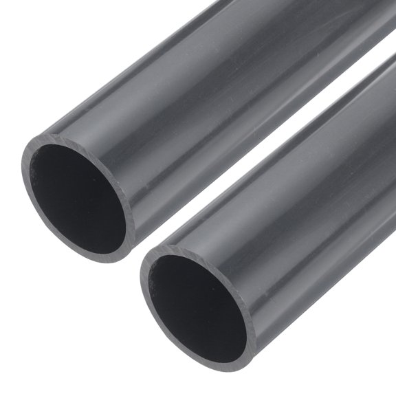 Rigid Round Pipe 42.6mm ID 50mm OD 9" Length Dark Grey High Impact for Water Pipe, Crafts, Cable Sleeves 2Pcs