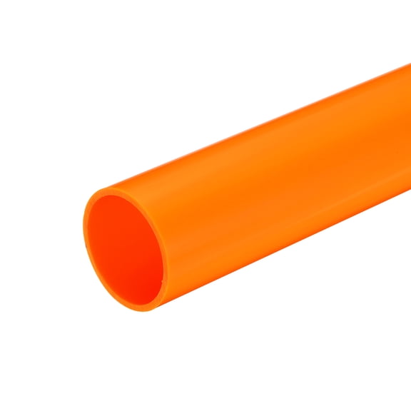 Rigid Round Pipe 45.2mm ID 50mm OD 20cm/8" Length Orange High Impact for Water Pipe, Crafts, Cable Sleeves