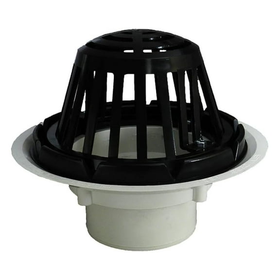 PVC Roof Drain 4 Inch - PRD902P with Plastic Dome - Flat Roof Drainage System - SCH 40 DWV Pipe Compatible - USA Made by Friend of the Plumber