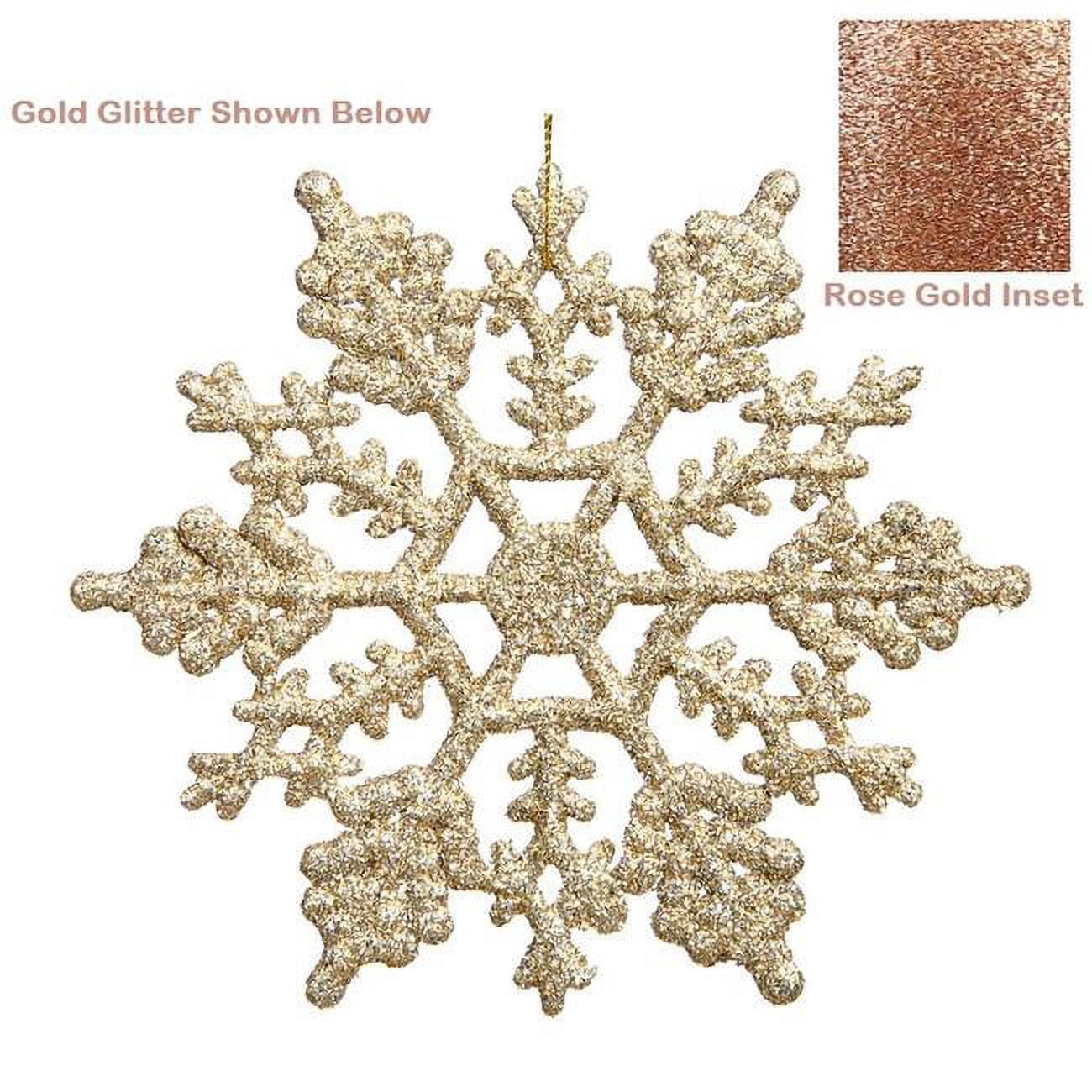 PVC Rose Gold Glitter Snowflake Ornament - 6.25 in. - 12 per Box ...
