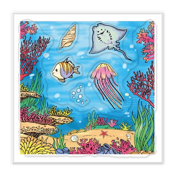 PVC Sakura Stamp for DIY Scrapbooking Sea World 100x100mm
