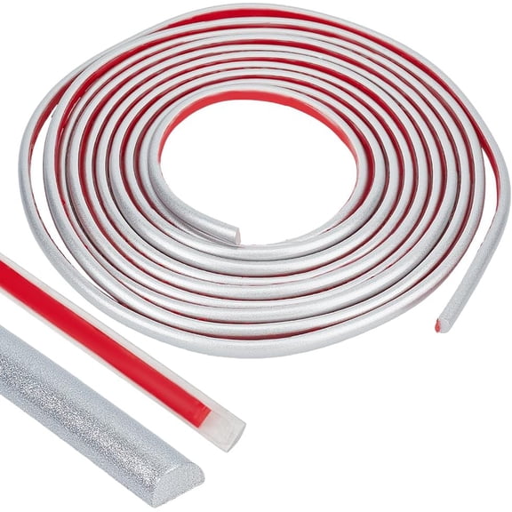 PVC Self-Adhesive Flexible Molding Trim Ceiling Molding Wall Trim for Furniture Door Wardrobe Home Decor Imitation Gesso Lines Silver 9.5mm