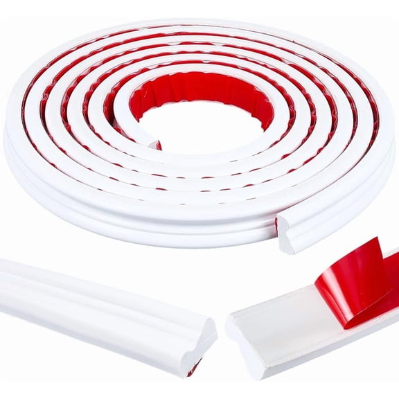 PVC Self-Adhesive Flexible Molding Trim Ceiling Molding Wall Trim for Furniture Door Wardrobe Home Decor Imitation Gesso Lines White 25mm DIY