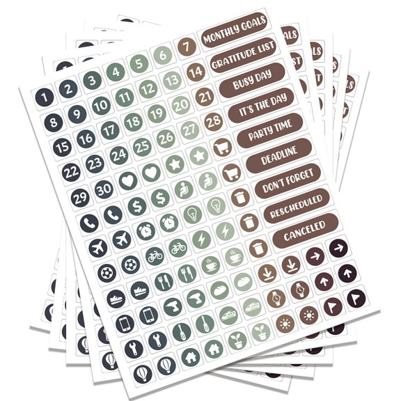 PVC Self-Adhesive Stickers Writable Label Stickers Rectangle Number 220x175mm Sticker: 15x15mm 120pcs/sheet 5sheets/set