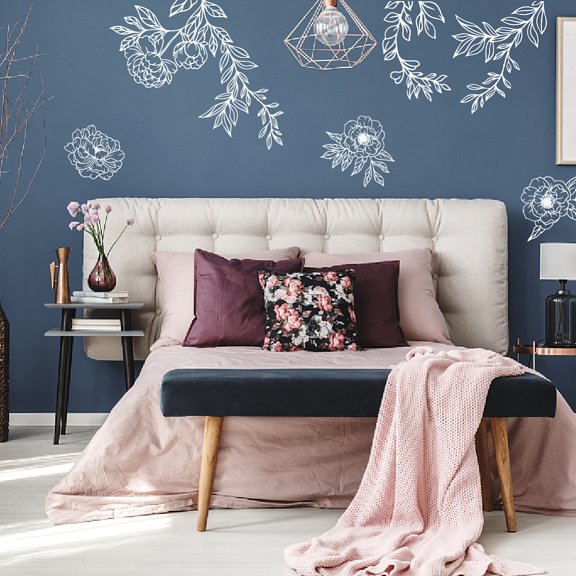 PVC Self Adhesive Wall Stickers Washing Machine Warterproof Decals for Home Living Room Bedroom Wall Decoration Flower 350x885mm 3pcs/set DIY