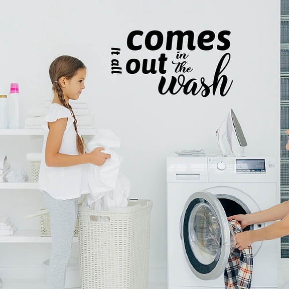 PVC Self Adhesive Wall Stickers Washing Machine Warterproof Decals for Living Room Bedroom Wall Decoration Word 570x350mm