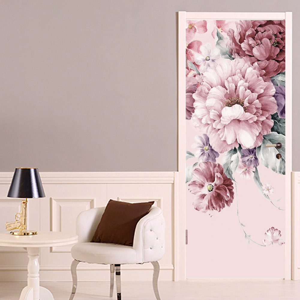 PVC Self-adhesive Home Decor Kawaii Pink Colour Theme Door Sticker ...