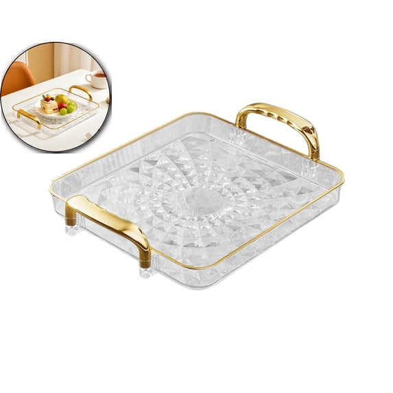 PVC Serving Tray with Armrests – Rectangular Fruit & Snack Tray for Living Room, Bedroom, Parties – Food-Safe, Easy-Clean Decorative Tray (13.4 x 8.3 in)