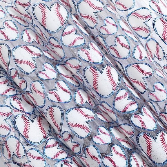 PVC Sheets with Heart Baseball Pattern White 307x0.4mm about 1.2m/roll