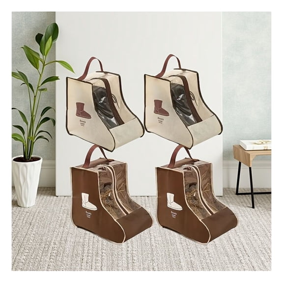 PVC Shoe Bags for Travel & Storage - Waterproof Boot Protector Organizer with Transparent Window, Portable Handheld Shoe Cover for Women Men, Multi-Size
