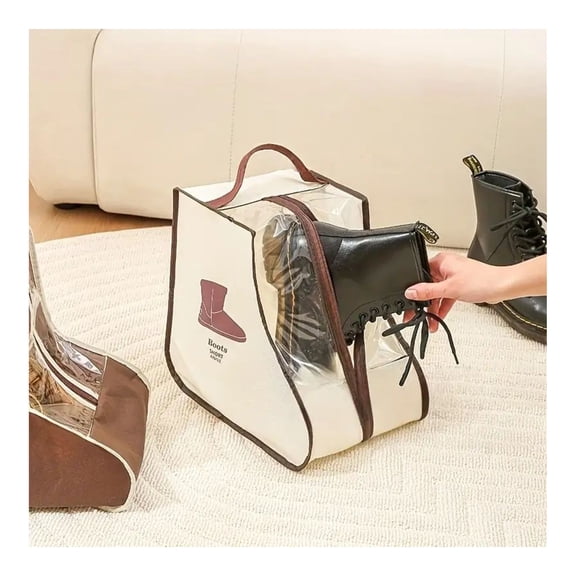 PVC Shoe Bags for Travel & Storage - Waterproof Boot Protector Organizer with Transparent Window, Portable Handheld Shoe Covers for Women Men, Multi-Size