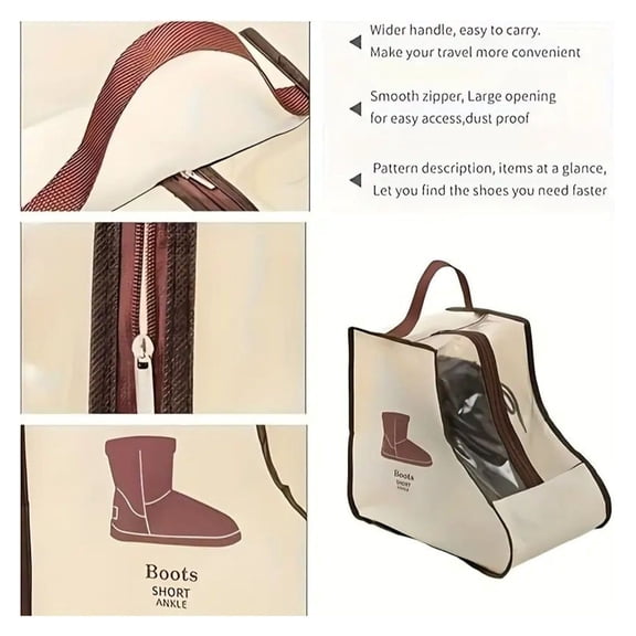 PVC Shoe Bags for Travel & Storage - Waterproof Boot Protector Organizer with Transparent Window, Portable Shoe Covers for Women Men, Home & Travel