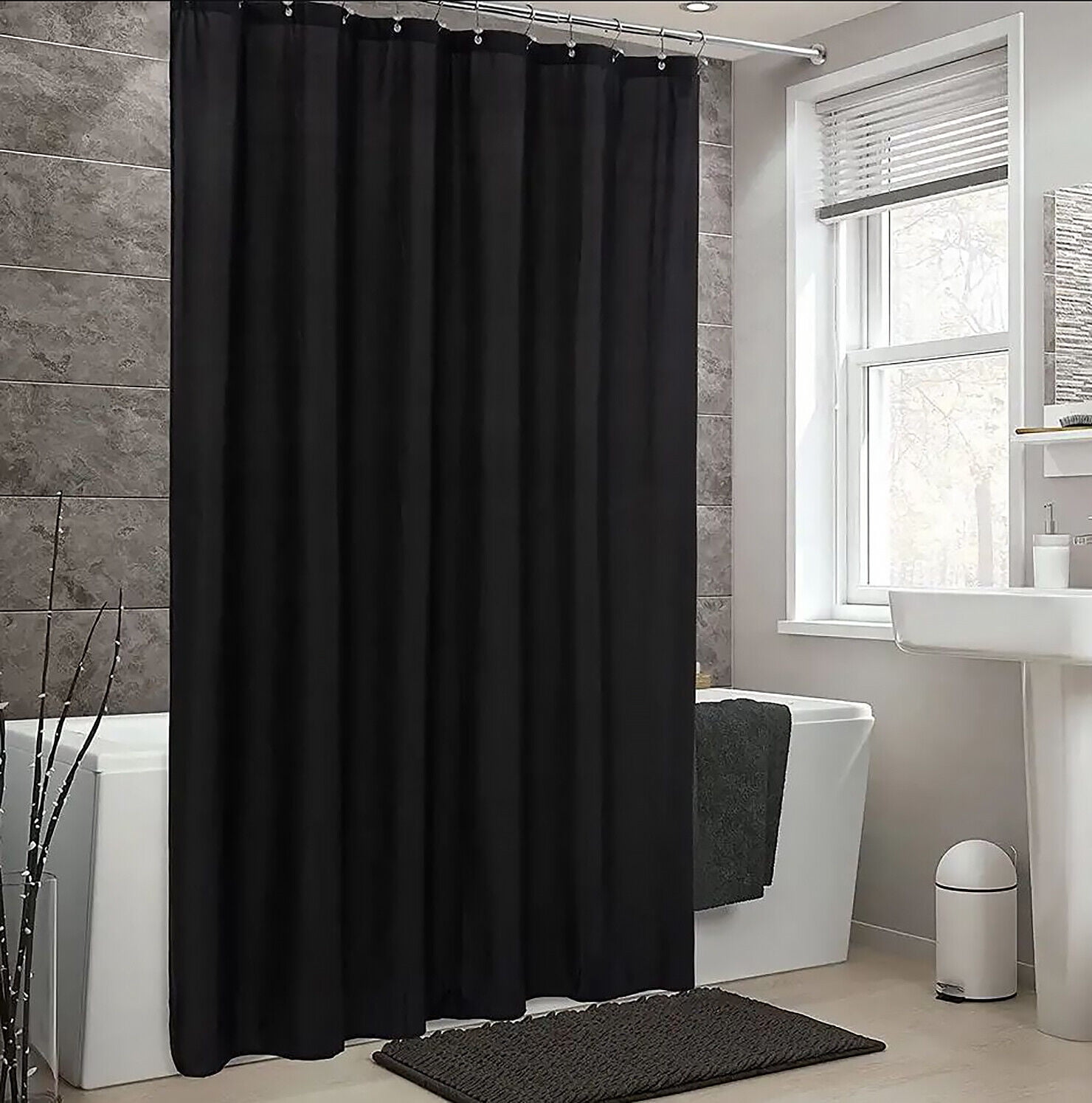 PVC Shower Curtain Liner Waterproof (70" x 72") (Black)