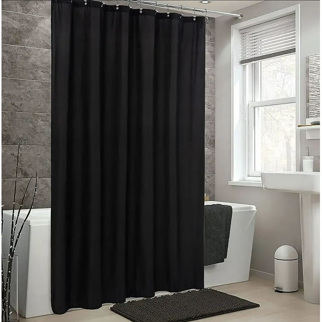 PVC Shower Curtain Liner Waterproof (70" x 72") (Black)
