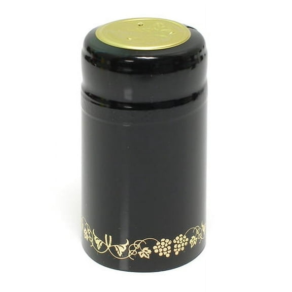 PVC Shrink Wraps - Black w/Gold Grapes