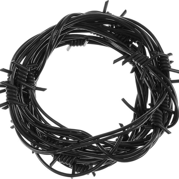 PVC Simulation Barbed Wire 2.4M Fake Barbed Wire Prop  Halloween Decor-2Pcs Black
