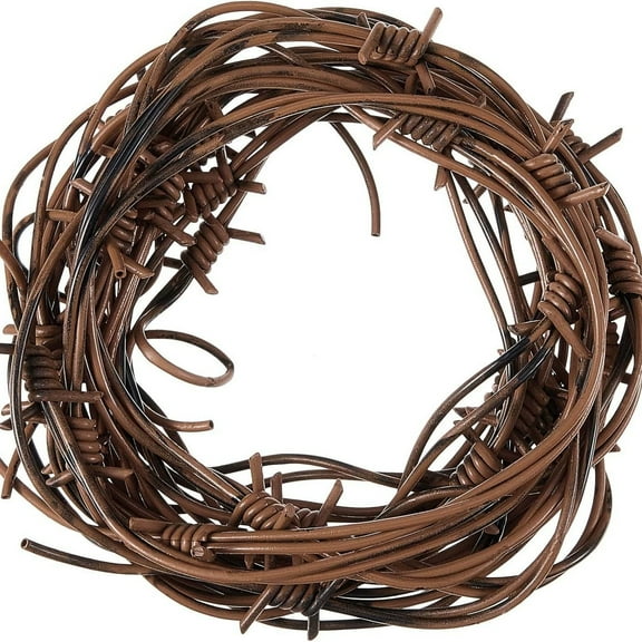 PVC Simulation Barbed Wire 2.4M Fake Barbed Wire Prop  Halloween Decor-2Pcs Brown