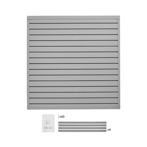 PVC Slat Wall Paneling 4x4ft, Garage Slatwall System, Grey - Modular Adjustable Storage & Display - DIY Cuttable Panels - 16 Sq Ft