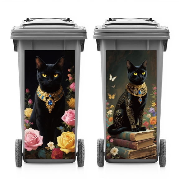 PVC Stickers Self-adhesive Decorative Stickers Decals for Trash Decoration Cat Shape 820x380mm 2pcs/set DIY
