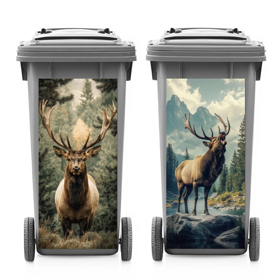 PVC Stickers Self-adhesive Decorative Stickers Decals for Trash Decoration Deer 82x38mm 2pcs/set for DIY