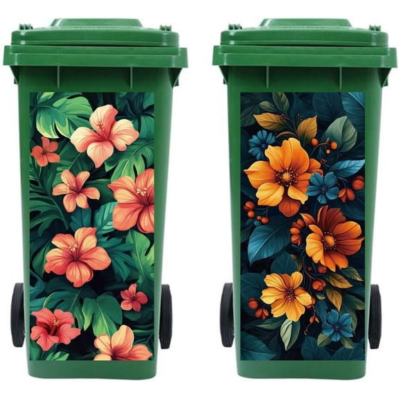 PVC Stickers Self-adhesive Decorative Stickers Decals for Trash Decoration Flower 820x380mm 2pcs/set colorful
