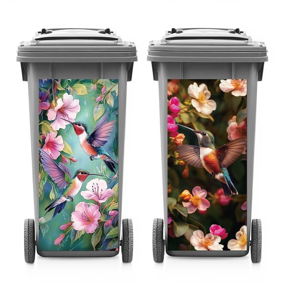 PVC Stickers Self-adhesive Decorative Stickers Decals for Trash Decoration Hummingbird 82x38mm 2pcs/set DIY