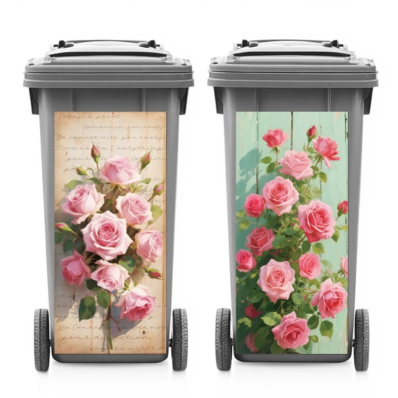 PVC Stickers Self-adhesive Decorative Stickers Decals for Trash Decoration June Rose 82x38mm 2pcs/set