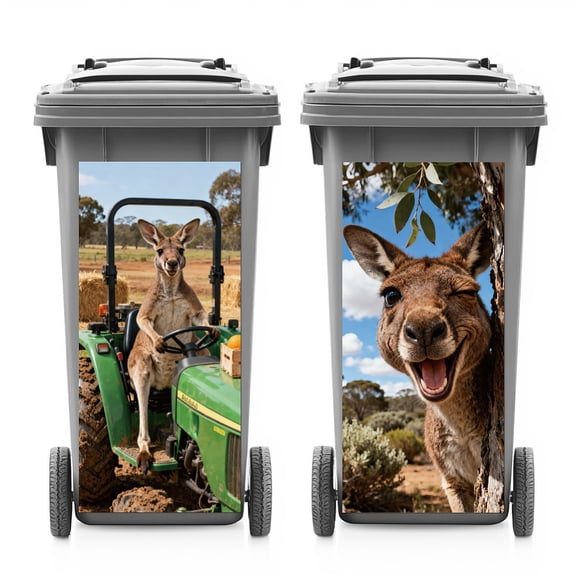 PVC Stickers Self-adhesive Decorative Stickers Decals for Trash Decoration Kangaroo 820x380mm 2pcs/set