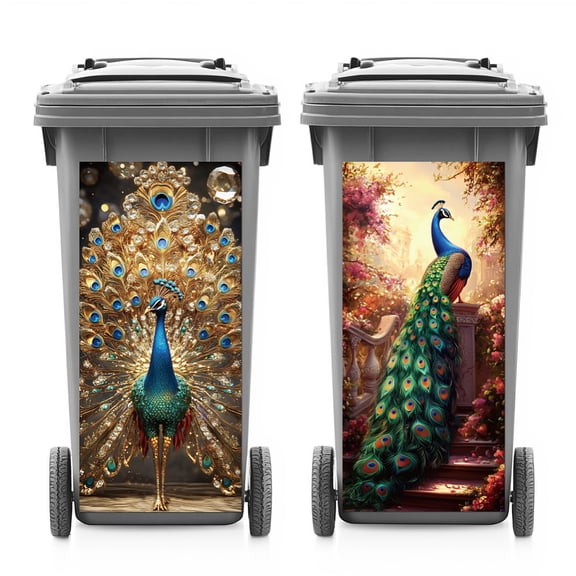 PVC Stickers Self-adhesive Decorative Stickers Decals for Trash Decoration Peacock 82x38mm 2pcs/set
