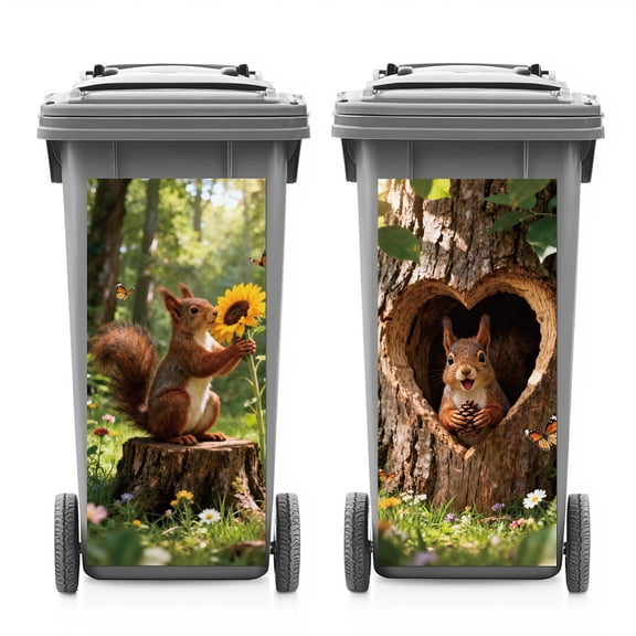 PVC Stickers Self-adhesive Decorative Stickers Decals for Trash Decoration Squirrel 820x380mm 2pcs/set