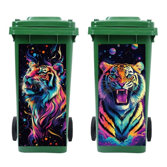 PVC Stickers Self-adhesive Decorative Stickers Decals for Trash Decoration Tiger 82x38mm 2pcs/set