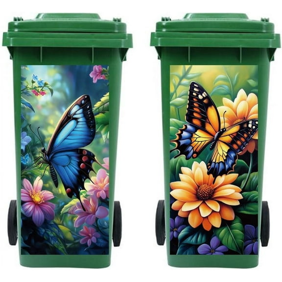 PVC Stickers Self-adhesive Decorative for Trash Decoration Flower Stickers Decals 82x38mm 2pcs/set