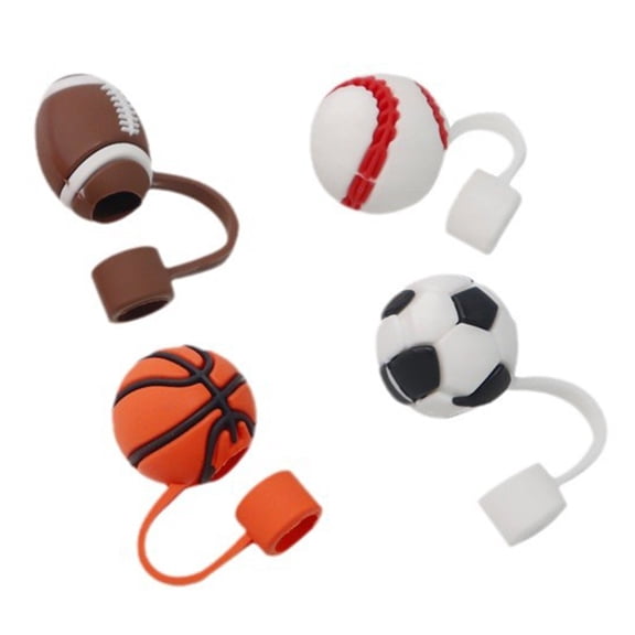 PVC Straw Covers for 0.4in Drinking Straws, Dustproof Cartoon Straw Toppers, Reusable Flexible Straw Tip Caps, Protective Plug Accessories, 4 Pcs