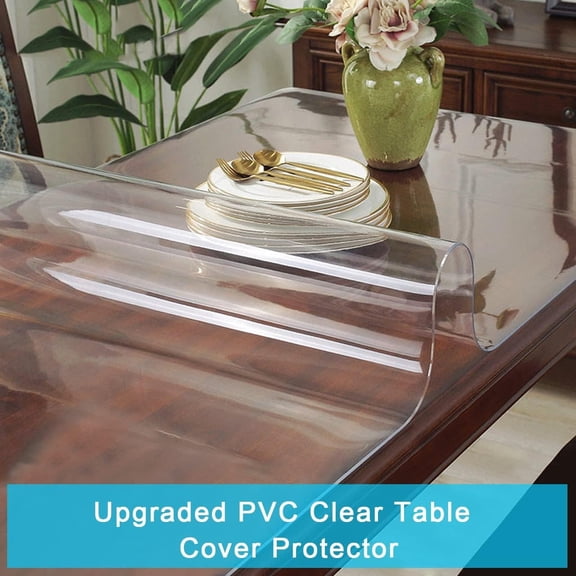 PVC Table Protector 40x68 Inch - Wipeable Water Resistant  Tabletop Cover for Kitchen Dining Wood Glass Furniture Screen