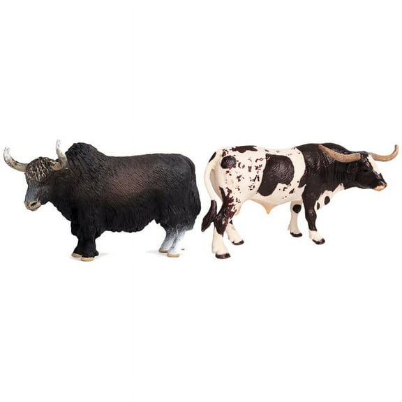 PVC Texas Longhorn Bull Cattle Animals Action Figures Static Cute Model Collection Cow Model Toys