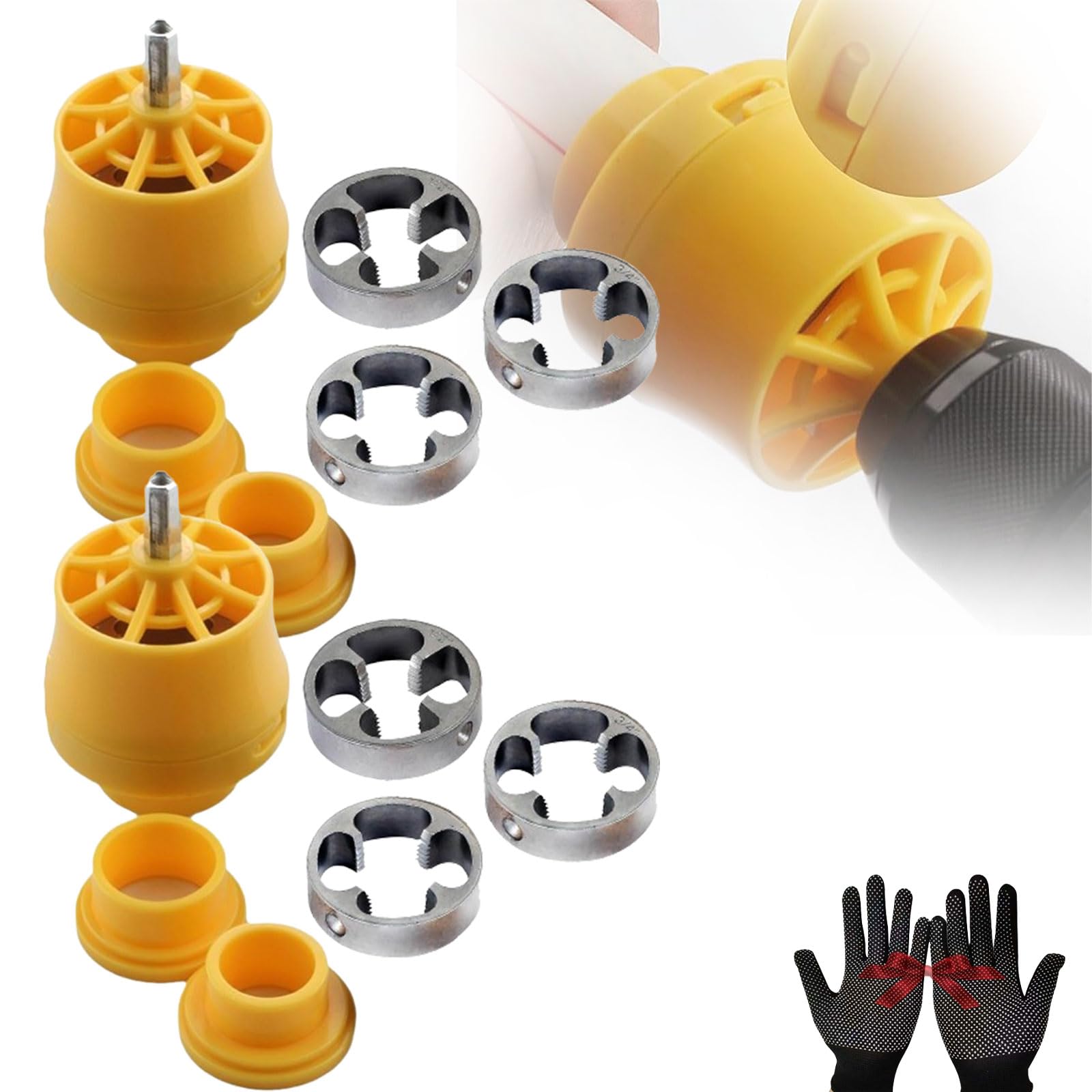 Conduit Thread Maker Electric Drill Pipe Threader Kit With Dies Set 9-Piece PVC Thread Maker ...