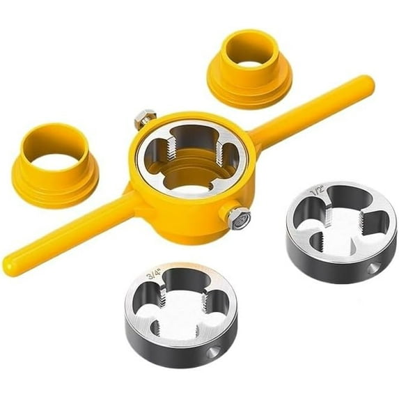PVC Thread Maker Tool, Pipe Threader Plumbing Tool Kit, Pipe Threader Kit, Tap and Die Set, Plastic Pipe Thread Round Die Set, Manual Hand Tool
