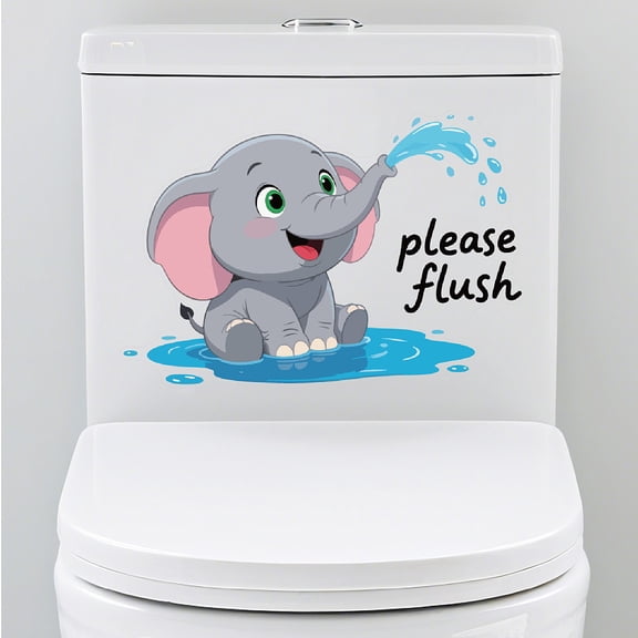 PVC Toilet Sticker Waterproof Decals for Bathroom Decoration Elephant 205x300mm