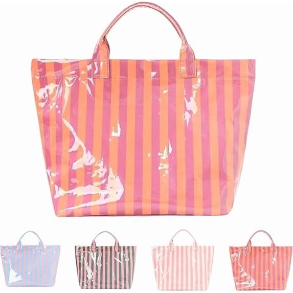 Tote Bag, Striped Tote Bag for Women, Waterproof Hobo Handbag Summer Tote for Beach, Pool & Ideal Gift