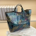thumbnail image 1 of PVC Tote Bag for Women, Waterproof Plastic Handbag with Letters Print, Large Shopping Tote Bag for Daily Use, Travel, Work, and Gift Giving, Fashionable Reusable Grocery Bag, 1 of 7