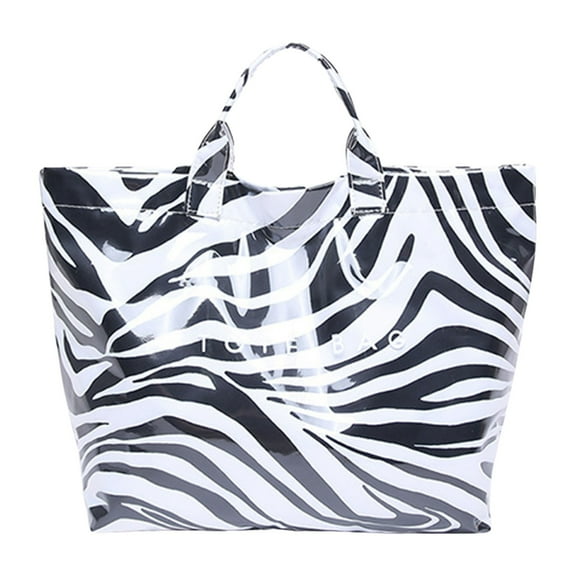 PVC Tote Bag Women's Letters Print Boho Beach Summer Large Top Handle Clear Travel Hobo Handbag for Women